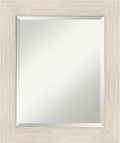 Amanti Art White Bathroom Mirror for Over Sink, 25x21 Hardwood White Wash Rectangle Vanity Mirror, Small Rustic Farmhouse Wood Frame, Hangs Horizonally and Vertically, Bathroom Wall Decor, Beveled