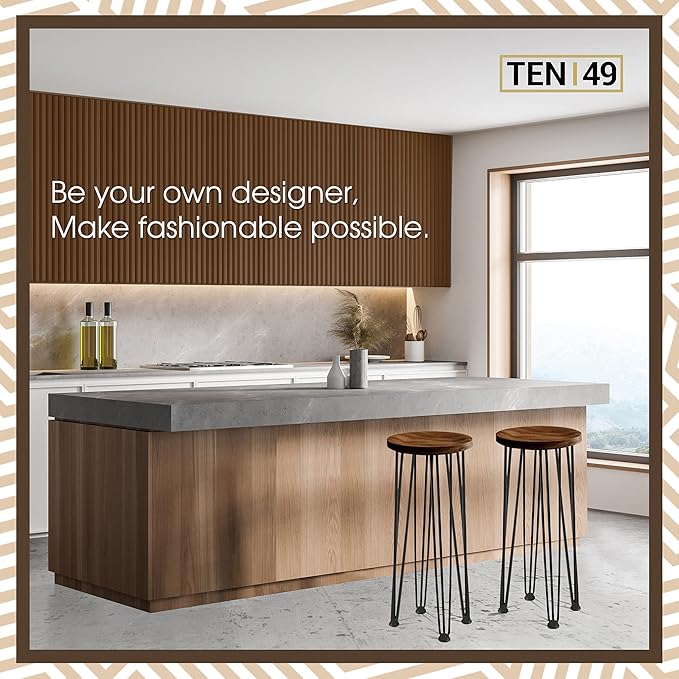 TEN49 Heavy Duty Hairpin Furniture Leg - 34 Inch Industrial Metal Table Legs - 1/2" Extra Thickness 3 Solid Rods Raw Steel Color Leg - Fit for Modern Standing Desk, Console, Bar Height Table Legs