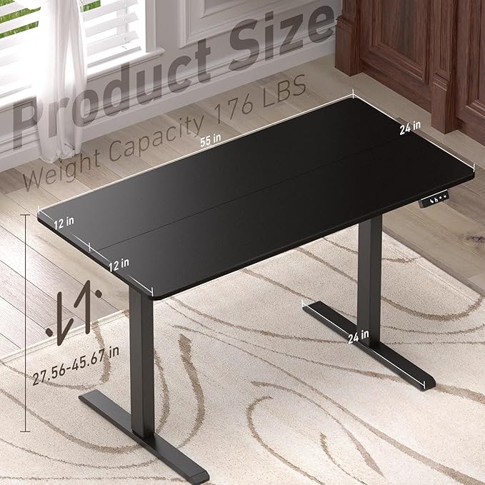 Ywin Electric Height Adjustable Standing Desk, 55 x 24 inches, Ergonomic Stand Up Desk with Wheels for Home Office