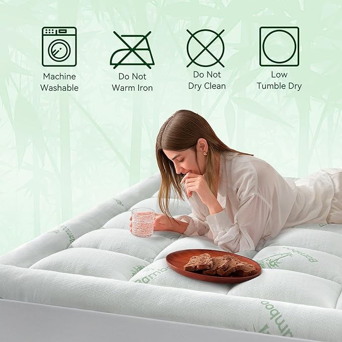 Anluoer Memory Foam Mattress Topper Twin for Back Pain, Rayon Derived from Bamboo Pillow Top Mattress Topper for Hot Sleepers,Cooling Mattress Pad with 8-21" Deep Pocket, 39x75 Inches, White