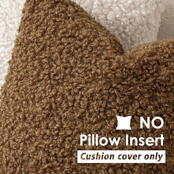 Foindtower 2 Pieces 16x16 Inch Dark Bronze, Faux Fur Throw Pillow Cover Accent Sherpa Furry Pillow Covers Fuzzy Soft Pillowcases Cozy Sheepskin Decorative Fleece Cushion Case for Bed Couch Living Room