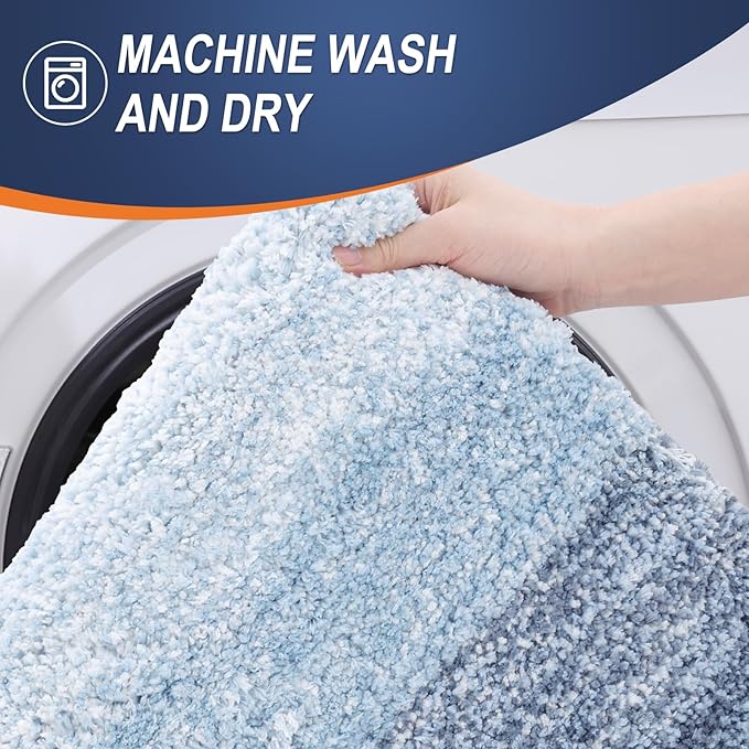 OLANLY Bathroom Runner Rugs 44x24, Extra Soft Absorbent Microfiber Bath Rugs, Rubber Backing, Quick Dry, Machine Washable Bath Mats for Bathroom Floor, Tub and Shower, Home Decor Accessories, Blue