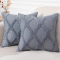 decorUhome Throw Pillow Covers 16x16 Inch Set of 2, Soft Plush Faux Fur Wool Blue Grey Couch Pillow Covers, Decorative Neutral Pillow Cases for Bed Sofa Living Room Home Decor