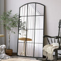 Arched Window Mirror, 24" x 48" Black Window Mirrors for Wall, Tall Farmhouse Grid Mirror for Living Room Bedroom Dining Room Fireplace Hallway Mantle Entryway