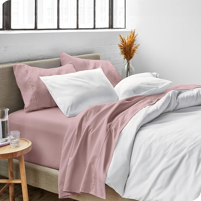 Bare Home California King Sheet Set - 1800 Ultra-Soft Microfiber Cal King Bed Sheets - Double Brushed - Deep Pockets - Easy Fit - 4 Piece Set - Bed Sheets (Cal King, Mauve)