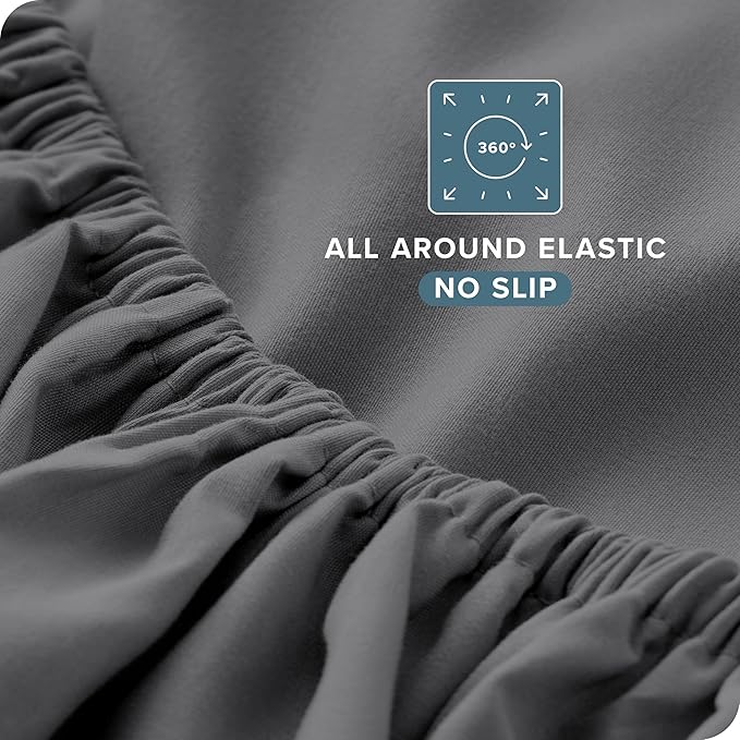 Bare Home Short Queen Sheet Set - 1800 Ultra-Soft Microfiber - Double Brushed - Deep Pockets - Easy Fit - 4 Piece Set - Bed Sheets (Short Queen, Grey)
