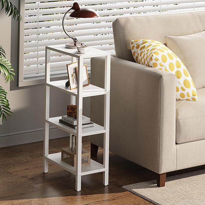TUTOTAK Small Side Table, Narrow End Table, Skinny Sofa Table, Slim Nightstand, Couch Table, Living Room, Bed Room, White TB01BW0782