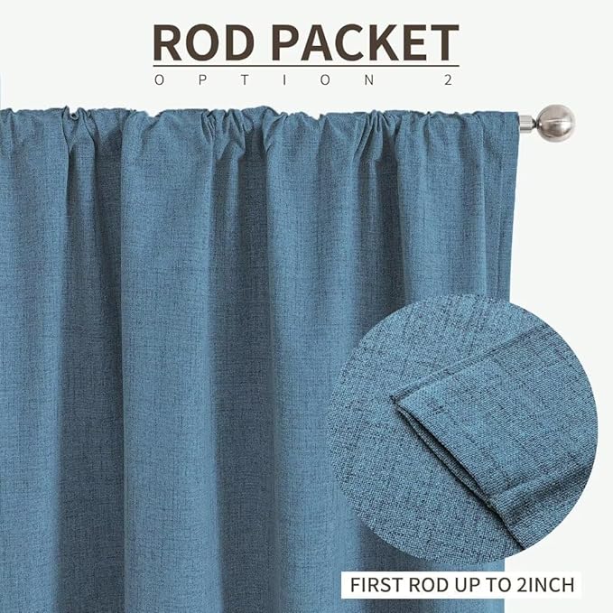 Joydeco Custom 100% Blackout Long Drapes for Bedroom Living Room Blackout Darkening Curtain Thermal Insulated Back tab Rod Pocket 1 Panel(Sky Blue,Custom Size)