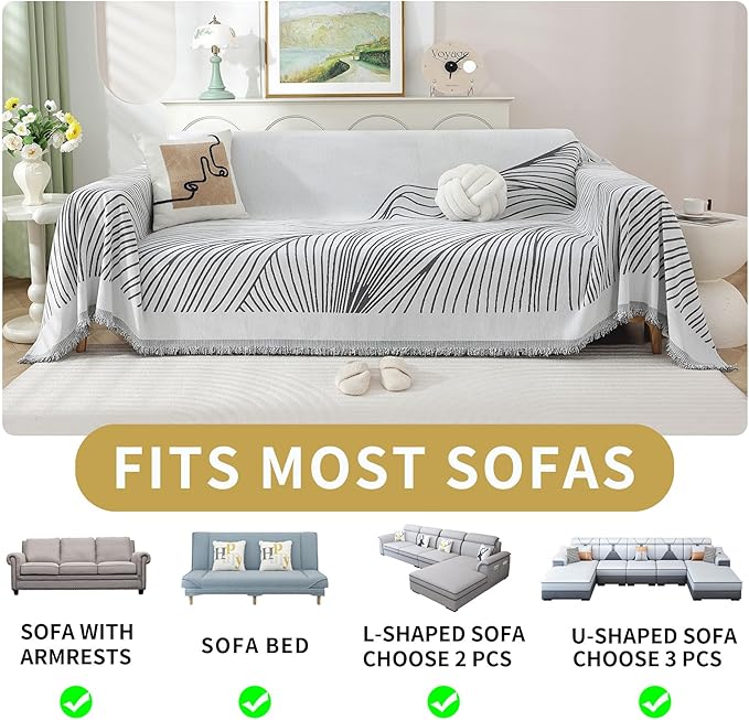 Non Slip Sofa Covers Couch Covers for 3 Cushion Couch Sofa Pet Friendly Washable Couch Covers for Sofa, Soft Thick Sectional Couch Covers L Shape Furniture Protector for Kids, Dogs 91" X134"
