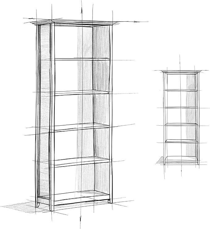 SIMPLIHOME Amherst Bookcase - 70 inch Tall 5-Shelf Solid Wood Bookshelf in Light Golden Brown, Transitional Storage for Living Room, Study Room or Office with Adjustable Shelves and Tapered Legs