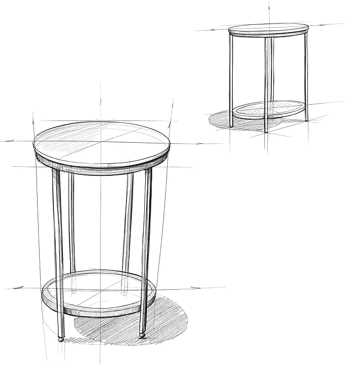 SIMPLIHOME Jenna Industrial 18 inch Wide Metal Round Accent Side Table in Natural for the Living Room and Bedroom
