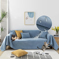 STACYPIK 100% Waterproof Blue Couch Cover for Pets, Sectional L Shape Sofa Cover for 2 Cushion Couch, Anti-Cat Scratch Furniture Protector Cover, Anti Slip Sofa Throw Cover for Dogs Kids-71x102IN