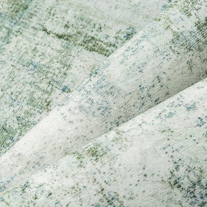 6x9 Washable Area Rug Green Modern Neutral Abstract Living Room Bedroom Indoor Floor Carpet Low Pile Soft Non-Slip Lightweight Vacuumable Throw Rug for Nursery Dining Room Office