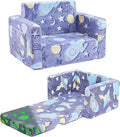 Toddler Chair Comfy,2-in-1 Soft Toddler Couch Fold Out for Kids,Convertible Sofa to Lounger,Gift for Girls and Boys Birthday,Universe