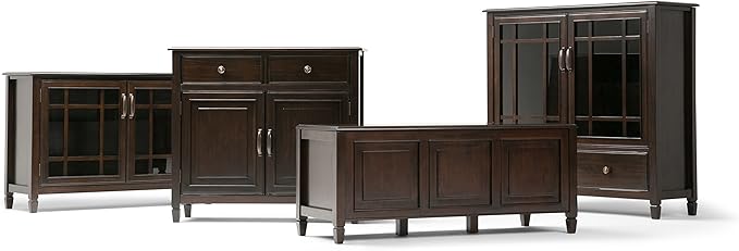 SIMPLIHOME Connaught SOLID WOOD 40 Inch Wide Traditional Entryway Storage Cabinet in Dark Chestnut Brown, For the Living Room, Entryway and Family Room