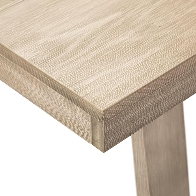 Plank+Beam 84 Inch Farmhouse Dining Table, Solid Wood Rustic Kitchen Table, Large Wooden Rectangular Dinner Table for Dining Room, Home Office, Living Room Furniture, Easy Assembly, Seashell Wirebrush