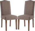 Stylish Upholstered Parsons Dining Chair Kitchen with Silver Nailhead Trim and Sturdy Solid Wood Legs