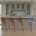 Vienna Modern Swivel Bar Height Stool with Vintage Blue Upholstered Seat and Walnut Finished Wood Frame Set of 4