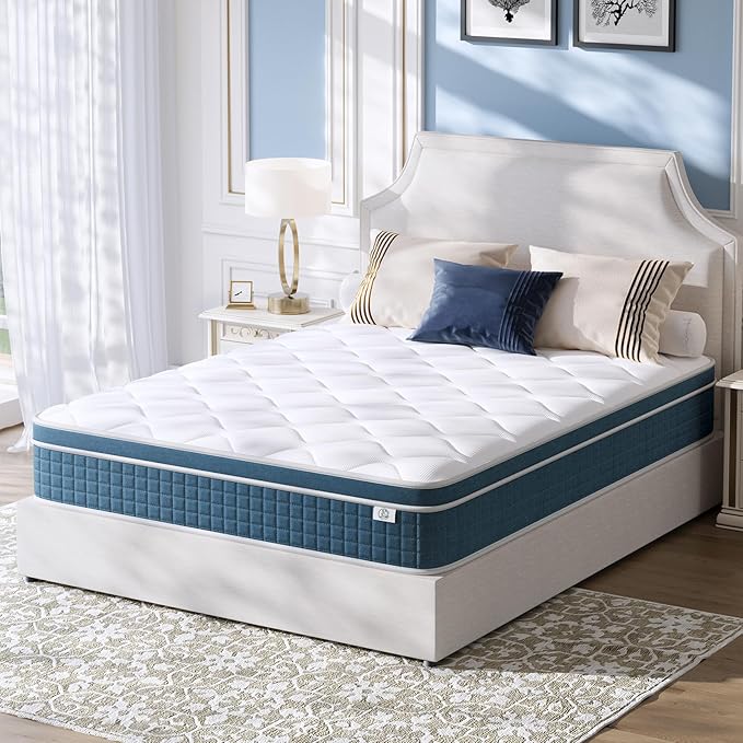 Queen Mattress 10 Inch, Hybrid Queen Bed Mattress with Individual Pocket Springs and Pressure-Relieving Memory Foam, Breathable, Medium Firm Mattress in a Box Queen Size 80"x60"x10"