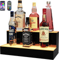 MESAlLUP Acrylic 16 Inch 2 Tier High Light LED Liquor Bottle Display Shelf with Remote Control, Mulit Color Lighting for Home Mini Bar, Restaurants & Party Use(Without Power Bank)