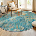 Washable Area Rugs 6ft Non-Slip Modern Abstract Soft for Living Room Entryway Bedroom Nursery, Print Pattern, Teal Blue Green Orange Rust Red Colorful