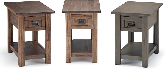 SIMPLIHOME Monroe SOLID ACACIA WOOD 14 inch Wide Rectangle Rustic Narrow Side Table in Distressed Charcoal Brown for the Living Room and Bedroom