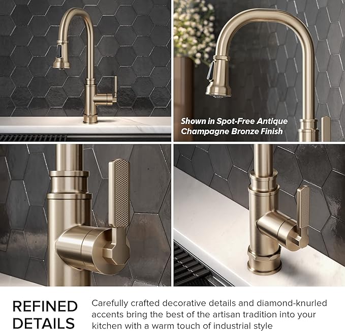 KRAUS Allyn Transitional Industrial Pull-Down Single Handle Kitchen Faucet in Spot-Free Stainless Steel, KPF-4101SFS
