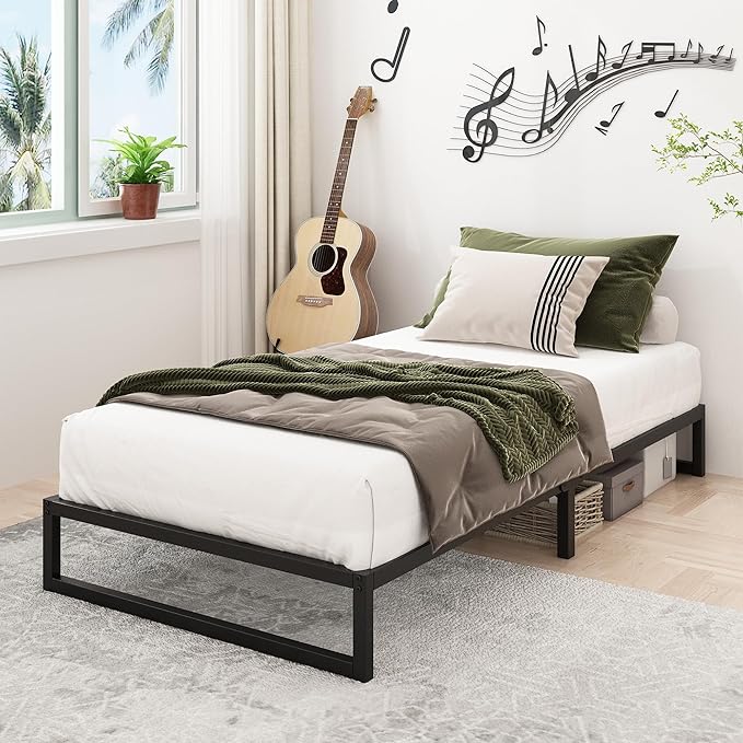 8 Inch Twin Bed Frames Heavy Duty Metal Twin Platform Bed Frame No Box Spring Needed, Noise Free, Easy Assembly, Black