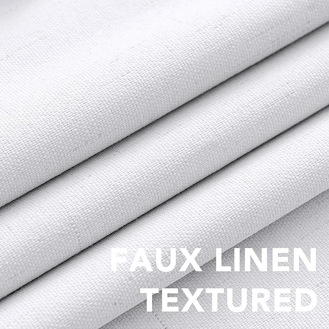 H.VERSAILTEX Primitive Linen Curtains 100% Blackout Curtain Drapes Burlap Curtains with White Thermal Insulated Liner, Grommet Top Drapes Living Room/Bedroom (2 Panels, 42 x 54 Inch, Bright White)