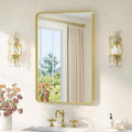 TETOTE Gold Vanity Mirror 20 x 30 Brushed Gold Metal Framed Vanity Mirror, Tempered Glass, Modern Farmhouse Wall Mounted Mirrors for Decorative(Horizontal/Vertical)