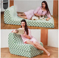 Bean Bag Chair with Checkerboard Shaker Fleece Fabric, Folding Sofa Bed, Floor Sleeper Lounge Chair, Lazy Sofa for Living Room, Bedroom, Apartments (Mint Green)