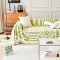HANDONTIME Green Sofa Covers Chenille Couch Covers Universal Sofa Cover Boho Cover for Sofa 3 Seats Dogs Couch Furniture Protector Couch Cushion Covers Sectional Couch Covers for L Shaped, 91" X134"