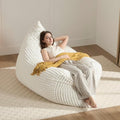 3-in-1 Giant Bean Bag Chair for Adults & Kid, Convertible Floor Sofa to Mattress, High-Density Foam Chair Bed with Washable Cover, Multi Functional Lounge Couch for Bedroom, Living Room (Beige)