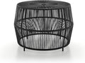 Muse & Lounge Co. Ysar Boho Rattan Round Coffee Table Outdoor with Metal Frame, All-Weather and Rust Resistant, Handcrafted Coastal Furniture for Patio, Poolside, Garden, Yard, Black