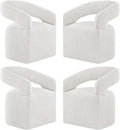 Upholstered Dining Chairs with Casters Modern Barrel Side Armchair with Rollers for Diningroom Bedroom Livingroom Reading Room, Beige, 4PCS