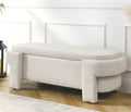 KEIKI 51" Linen Ottoman Bench with Large Storage Space, Upholstered Seating Foot Rest Stool Furniture for Bedroom, Living Room, Entryway, Beige