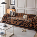 HANDONTIME Boho Geometric Couch Covers for Sofa Pet Friendly Brown and Black Sofa Covers Washable Chenille Couch Blanket Cover for 3 4 Cushion Couches Pet Protector Furniture Cover Soft, 71" X 150"