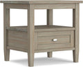 SIMPLIHOME Warm Shaker SOLID WOOD 20 inch Wide Rectangle Transitional End Side Table in Distressed Grey for the Living Room and Bedroom