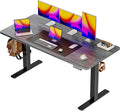 Huuger 55 x 28 Large Electric Standing Desk, Height Adjustable Desk, 27.6" Deep Desktop, Stand up Gaming Computer Office Desk with 2 Hooks, 3 Preset Heights, for Home Office, Grey