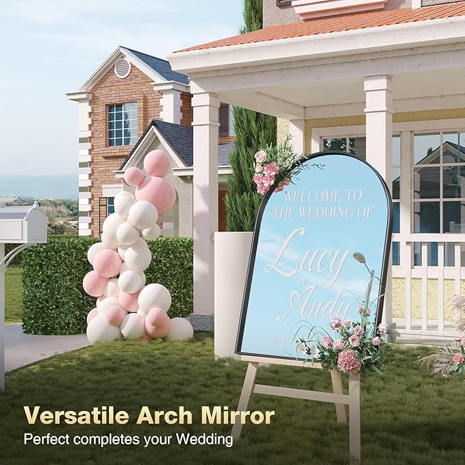 Brightify Arched Mirror, Arched Wall Mirror, 32 x 40 Inch Black Arch Mirror, Metal Frame Black Bathroom Mirror, Arched Top Bathroom Vanity Mirror for Living Room Bedroom Mantel Entryway Hallways