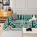 HANDONTIME Dark Green Couch Cover Boho Sofa Covers Washable Forest Green Dog Covers for Couches Reversible Couch Blanket Cover Geometric L Shaped Couch Covers for 2 3 Couch Cushion Cover, 91" X150"