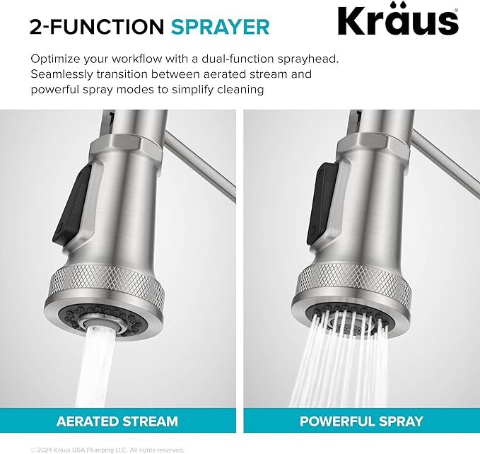 KRAUS Allyn Commercial Style 2-Function Single Handle Pull Down Kitchen Faucet in Matte Black, KPF-4110MB