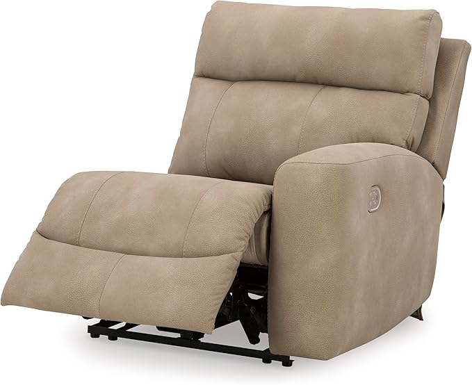 Signature Design by Ashley Next-Gen DuraPella Contemporary Faux Leather Modular Wall Hugger 2-Piece Power Reclining Sectional Loveseat with Adjustable Headrest and USB Ports, Light Brown