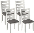 Solid Wood Dining Chair Set of 4, Kitchen Dining Room Chair with Upholstered Cushion & Wooden Legs, Modern Wood Side Chairs for for Kitchen, Washed Gray
