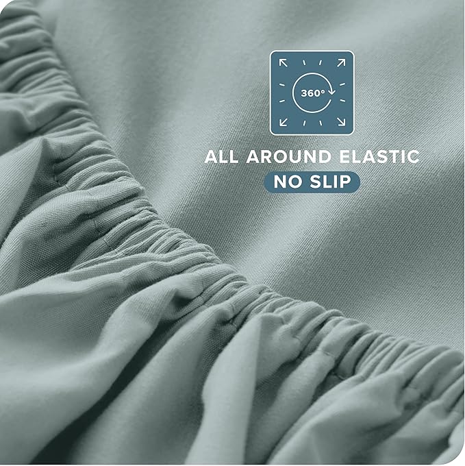 Bare Home Full XL Sheet Set - Luxury 1800 Ultra-Soft Microfiber Full Extra Long Bed Sheets - Double Brushed - Deep Pockets - Easy Fit - 4 Piece Set - Bedding Sheets & Pillowcases (Full XL, Sea Spray)