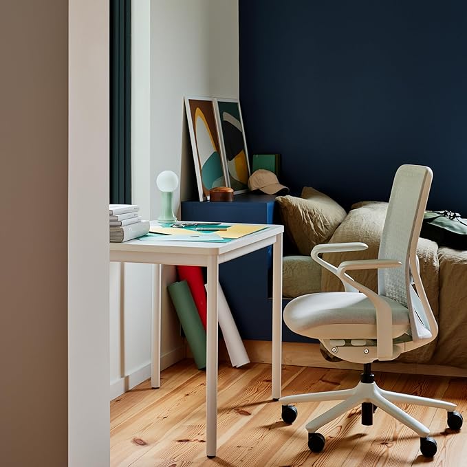 Branch Daily Desk - Functional at Home Office Desk with Effortless Assembly, Timeless Design, Rounded Corners, and Built-in Cable Notch - 36” W x 28.5” H x 24” D - White Work Table