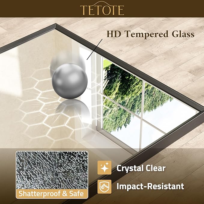 TETOTE Matte Black Beveled Framed Bathroom Mirror 60" x 30" Large Black Rectangle Metal Vanity Wall Mirror for Bathroom Sink, Modern Farmhouse, Tempered Glass, Shatterproof, Stronger Frame