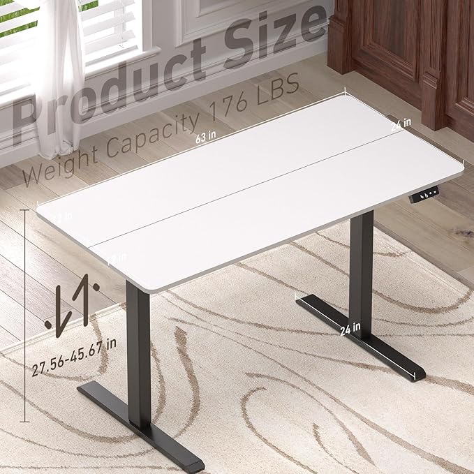 Ywin Electric Height Adjustable Standing Desk with Wheels, 55 x 24 inches, Ergonomic Stand Up Desk for Home Office
