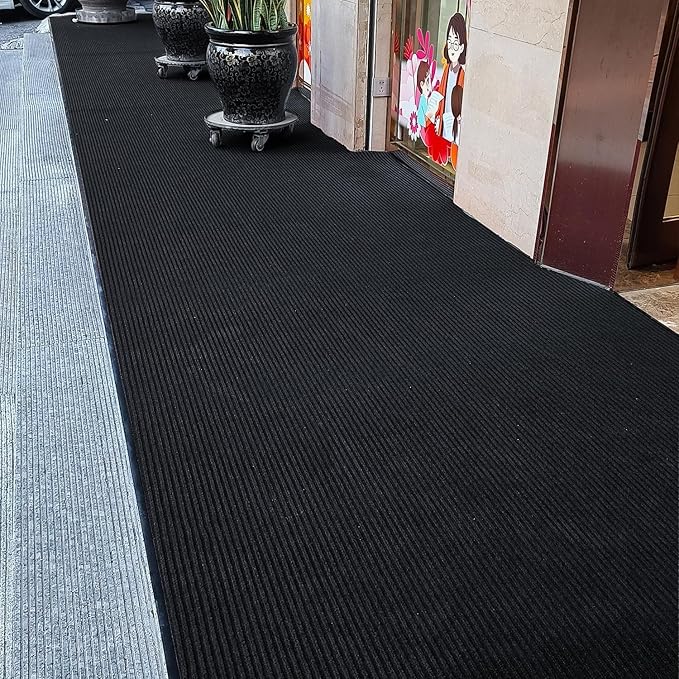 TANYOYO 4' X 6' Commercial Grade Door Floor Mat Brush Step Entrance Mat Vinyl Backed Utility Doormat Heavy Duty Floor Rugs Commercial Outdoor Carpet Indoor Entrance Mat,Black