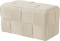 Ottoman Foot Rest Soft and Comfortable Ottoman Square Corduroy Woven Design Sofa Stool (White-L)
